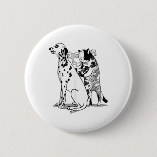 Funny Cat And Dog Shirt Tattoo Artist Cat Drawing 6 Cm Round Badge