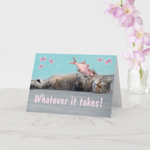 Funny Cat And Fish Encouragement Card