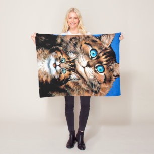Funny Cat and Kitten, Louis Wain Fleece Blanket