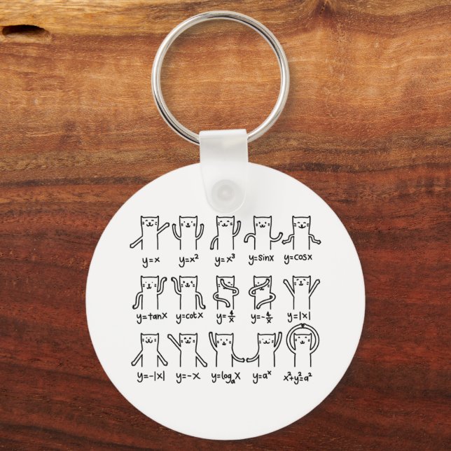 Funny Cat And Math, Cat And Algebra Lover, Funny C Key Ring (Front)