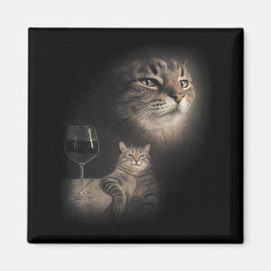 Funny Cat and Wine Art Cats Drinking Oddly Magnet