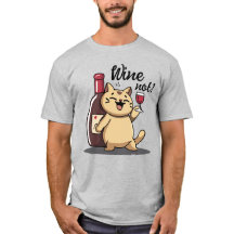 Funny Cat and Wine T-Shirt – Cute Hand-Drawn Desig