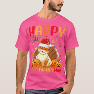 Funny Cat Animal Lover Happy Cat HelloThanksMas T-Shirt