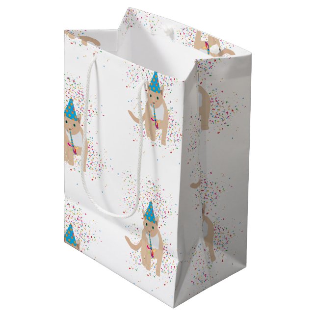 Funny Cat Animals Having a Party  Medium Gift Bag (Front Angled)