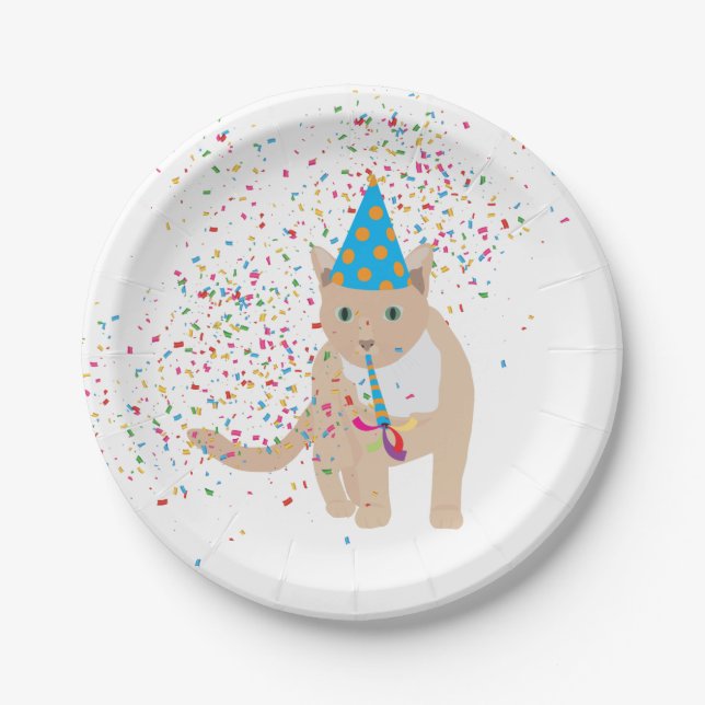 Funny Cat Animals Having a Party Paper Plate (Front)