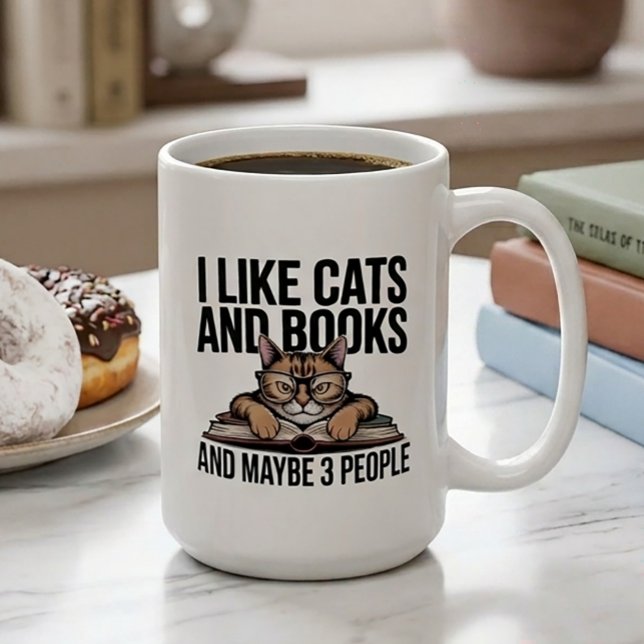 Funny Cat Antisocial Kitty Introvert Book Lover Coffee Mug (Creator Uploaded)