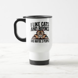 Funny Cat Antisocial Kitty Introvert Book Lover Travel Mug