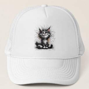 funny cat art print birthday, Christmas, Halloween Trucker Hat