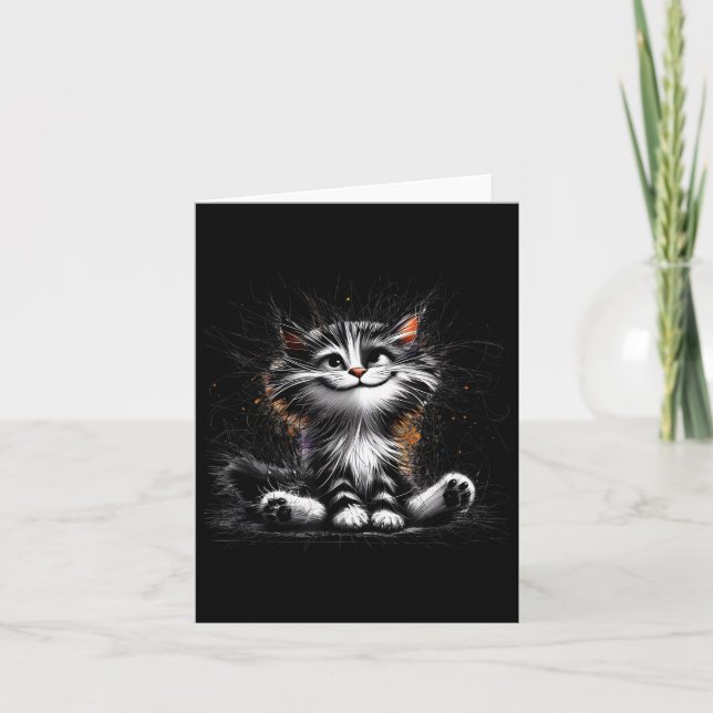 Funny Cat Art Print  Card (Front)