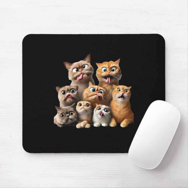 funny cat art print mouse mat (With Mouse)