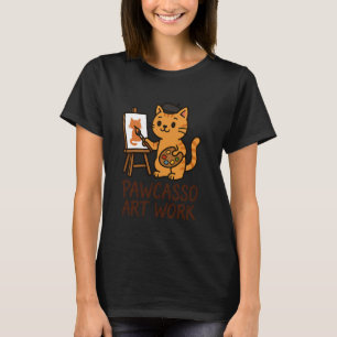 Funny Cat Artist Drawing Painter Art Teacher Pun P T-Shirt