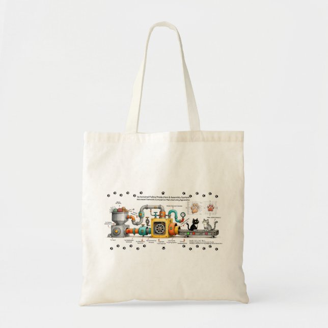 Funny Cat Assembly Machine Tote Bag (Front)