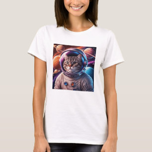 Funny Cat Astronaut In Space T-Shirt