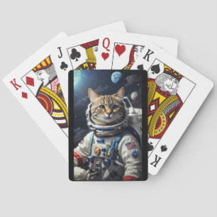 Funny Cat Astronaut Space Force Playing Cards