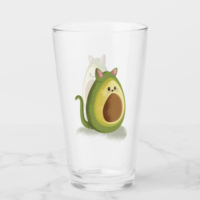 Funny Cat Avocado Cute Teen Graphic Trendy Gift Glass (Front)