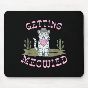 Funny cat bachelorette getting meowied bridal mouse mat