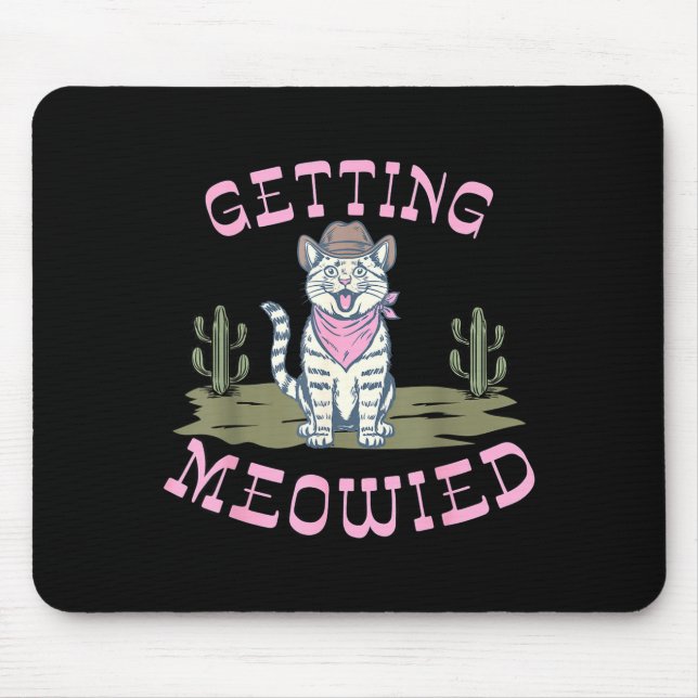 Funny cat bachelorette getting meowied bridal mouse mat (Front)