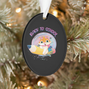 Funny Cat Back To School Ornament
