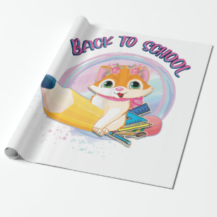 Funny Cat Back To School Wrapping Paper