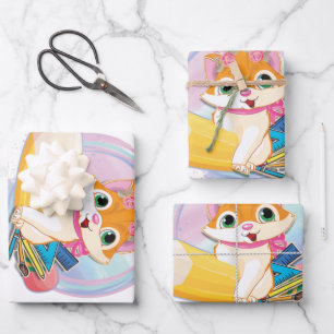 Funny Cat Back To School Wrapping Paper Sheet