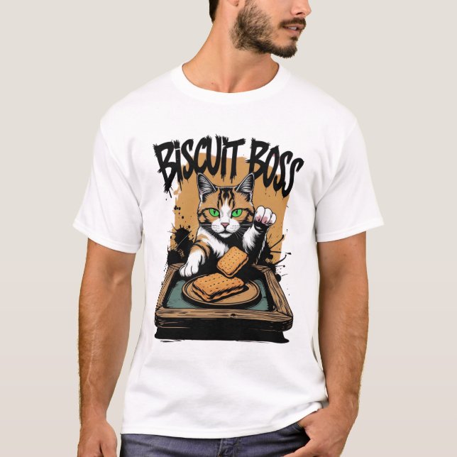 Funny Cat Bakery Biscuit Boss T-Shirt (Front)