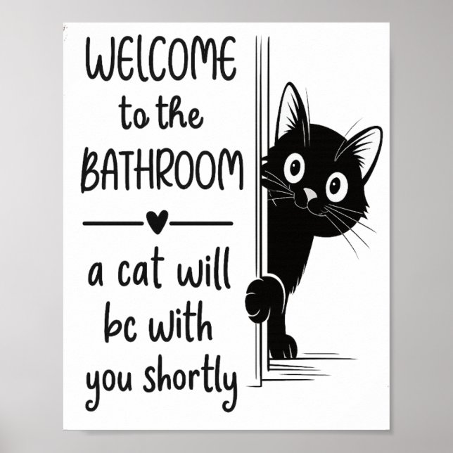 Funny Cat Bathroom Poster (Front)