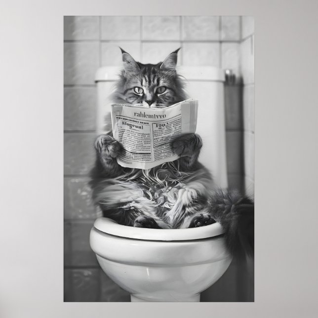 Funny Cat Bathroom Print Animals on Toilet Wall (Front)