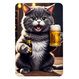 Funny Cat Beer Refrigerator  Magnet