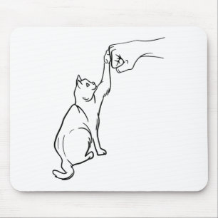 Funny Cat Best Friend Fist Bump Cat Lover Mouse Mat