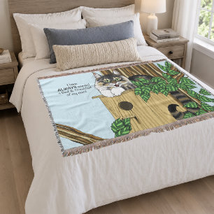 Funny Cat Birdhouse Bed & Breakfast Whimsical Throw Blanket