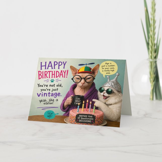 Funny Cat Birthday Card (Front)