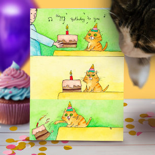 Funny Cat Birthday greeting card 