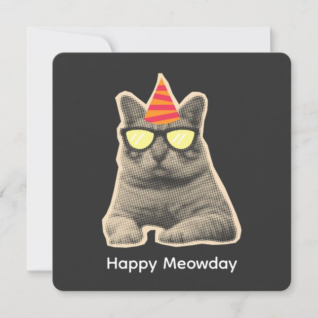 Funny cat birthday invitation (Front)