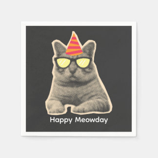 Funny cat birthday napkin