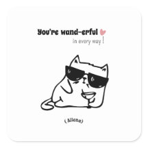 Funny Cat Birthday Sticker – Custom Name