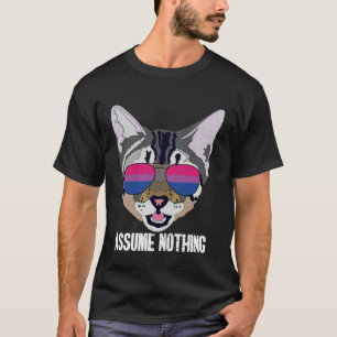 Funny Cat Bisexual Assume Nothing Bi Pride T-Shirt