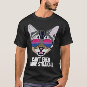Funny Cat Bisexual Can't Even Think Straight Bi Pr T-Shirt