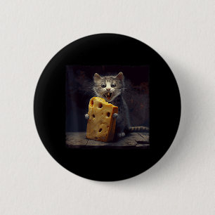 Funny Cat Biting Cheese Men Women Kids 6 Cm Round Badge