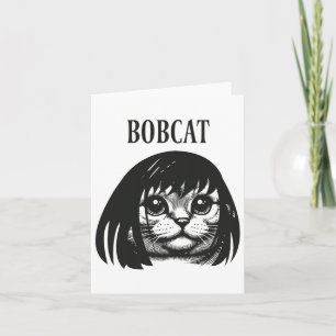 Funny Cat Bob Hairstyle Bobcat Humourous Cats Cat  Card