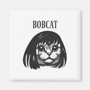 Funny Cat Bob Hairstyle Bobcat Humourous Cats Cat  Magnet