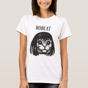Funny Cat Bob Hairstyle Bobcat Humourous Cats Cat  T-Shirt