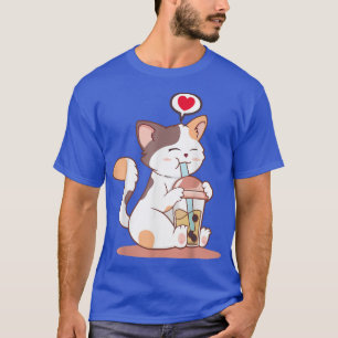 Funny Cat Boba Tea Bubble Tea Kawaii Anime Neko Hu T-Shirt