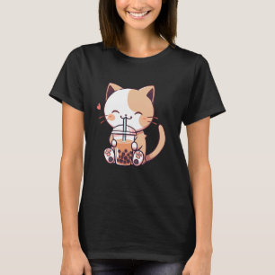 Funny Cat Boba Tea Kawaii Bubble Tea Cute Kitten C T-Shirt