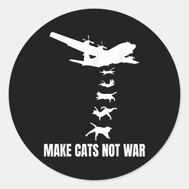 Funny Cat Bombs Anti-war  Classic Round Sticker (Front)