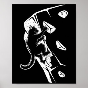 Funny cat bouldering rock climbing cat poster
