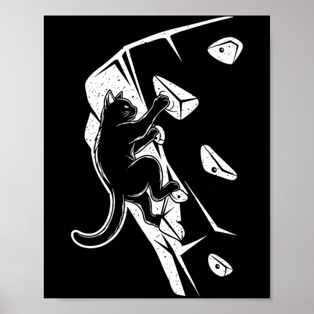 Funny cat bouldering rock climbing cat  poster (Front)
