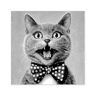 FUNNY CAT BOW TIE RUBBER STAMP