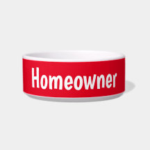 Funny cat bowl, cat homeowner, red cat dish