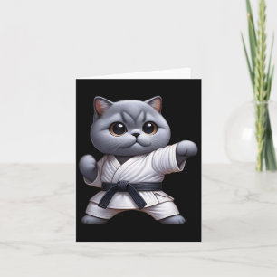 Funny Cat British Shorthair Wearing Karate Gi Blac Card
