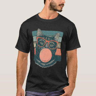 Funny Cat Bubble Gum Cute Cat Retro T-Shirt